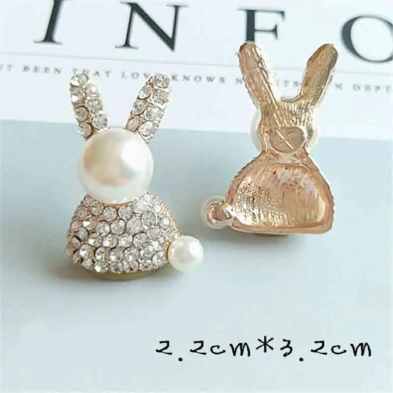 Пуговицы в виде кролика с жемчугом и стразами 5 шт./лот | Дом сад