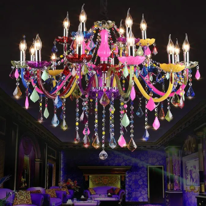 Современные светодиодные хрустальные светильники богемные цветные люстры