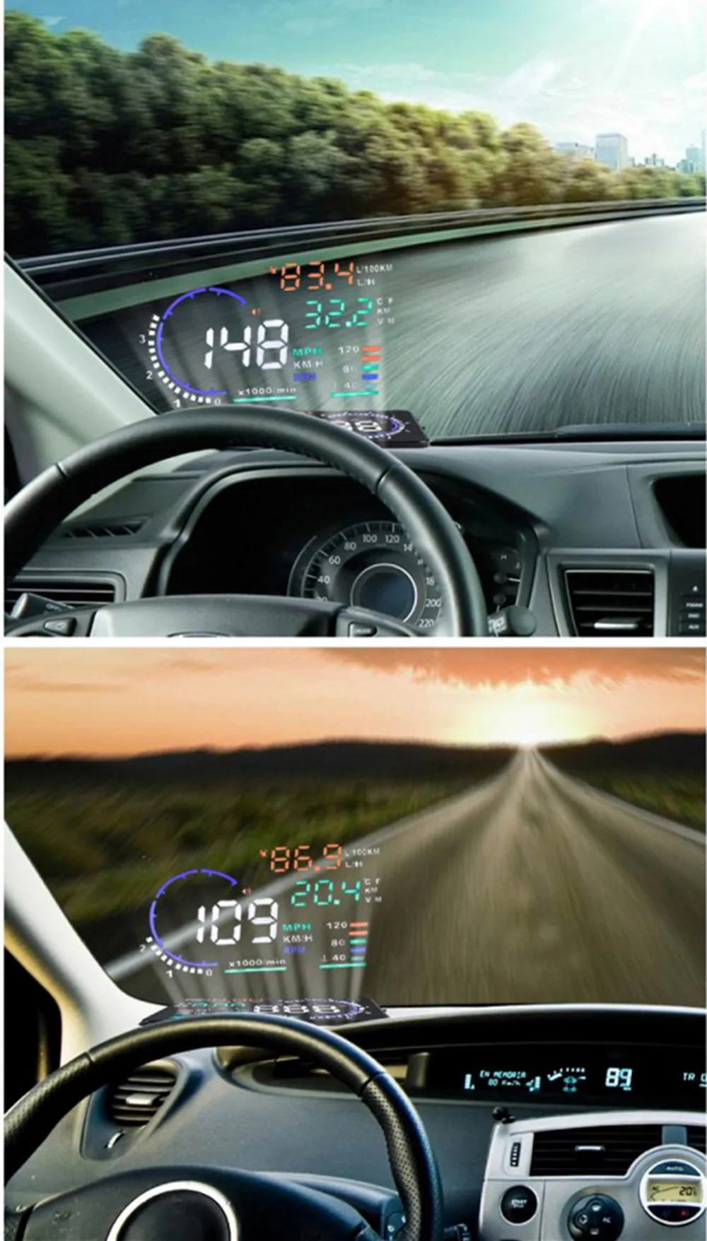 1X5,5 дюйма автомобиля головой вверх Дисплей HUD Аварийная сигнализация Системы внедорожника Предупреждение автомобиля OBD чтения инструмент светильник проекции 12V