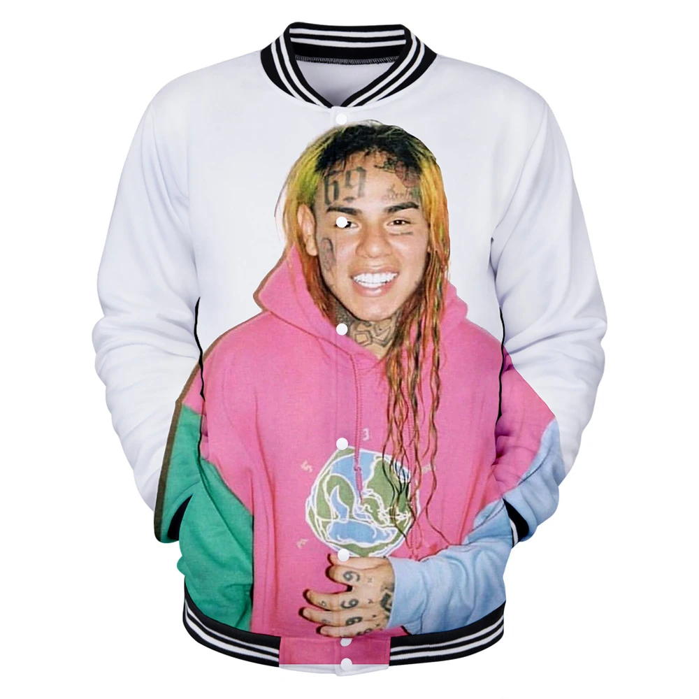 LuckyFriday Мода 3D 6IX9INE рэпер бейсбольные куртки мужчины/женщины популярная одежда