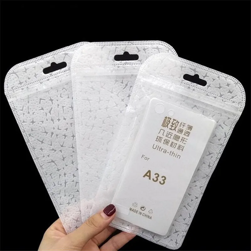 500pcs 5 Size Plastic flower Zip Lock Cell Phone Case Event Bags With Hang Hole For Mobile Phone Shell Packaging Zipper Bag