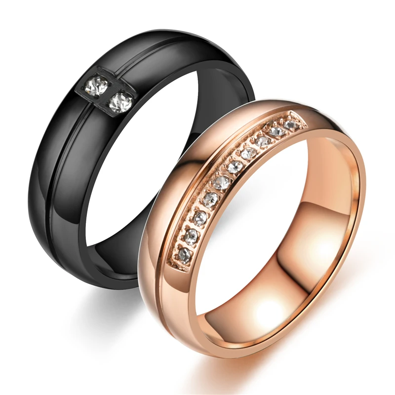 

romantic couple wedding ring gold stainless steel couple wedding ring engagement party jewelry wedding ring