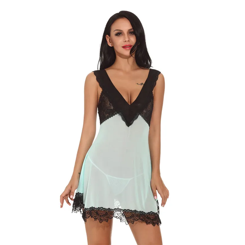 2017 Сексуальная женская ночная рубашка платье для сна Женское ночное и стринги