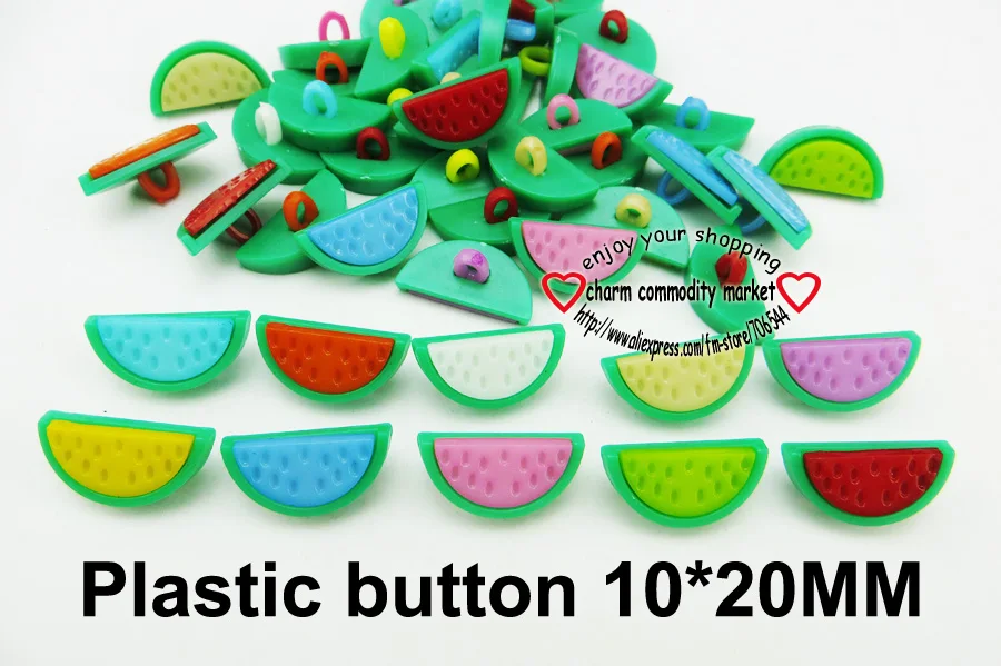 100 шт. красные/разноцветные пластиковые пуговицы в виде арбуза|Пуговицы| |