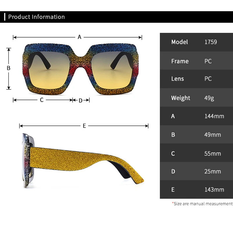 Красочные Bling Площади Кристалла Для женщин солнцезащитные очки 2018 gafas де сол UV400