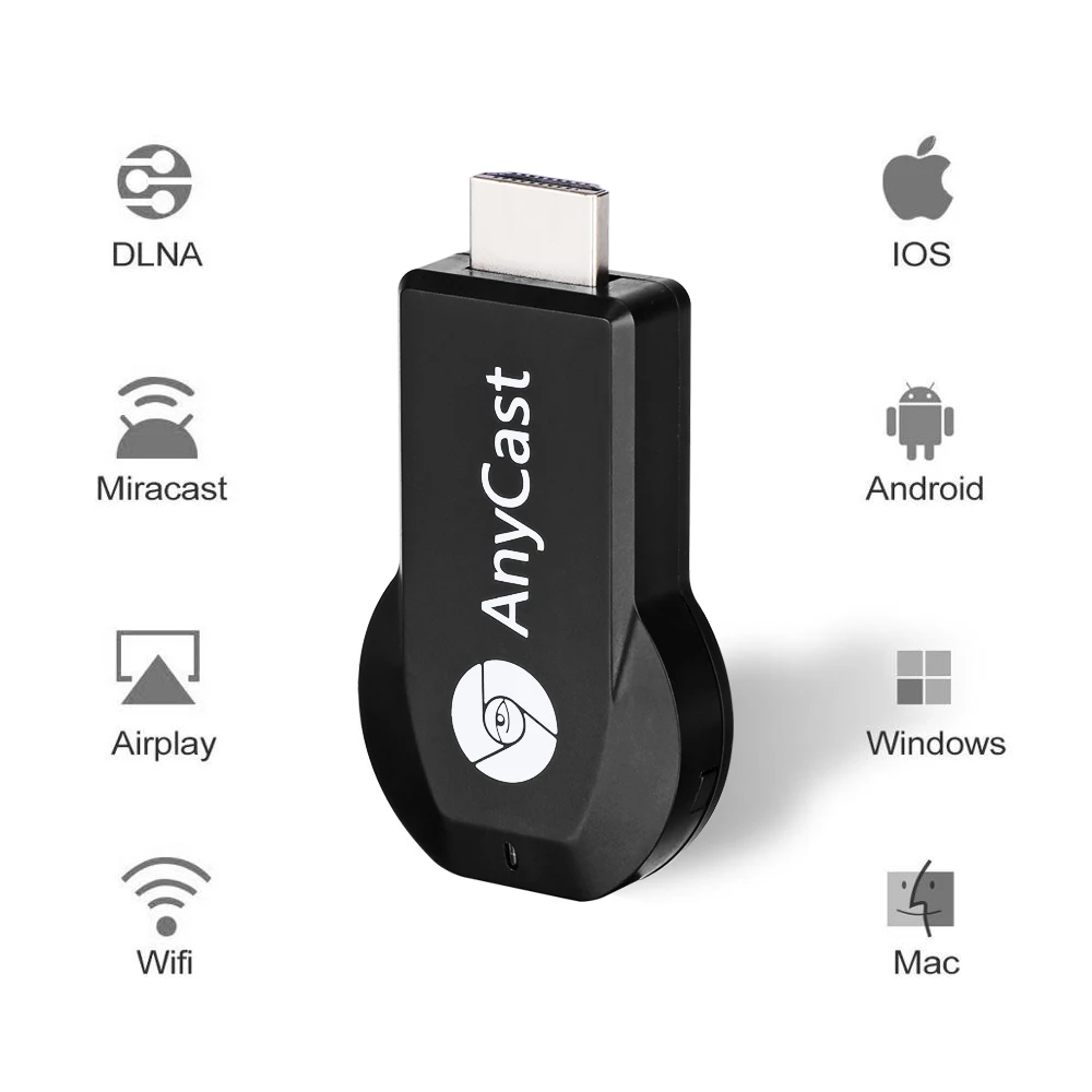 WiFi адаптер для телевизора видео стример Chrome Cast 2 Crome WeCast AnyCast M2 Plus Airplay Miracast DLNA 1080P HDMI
