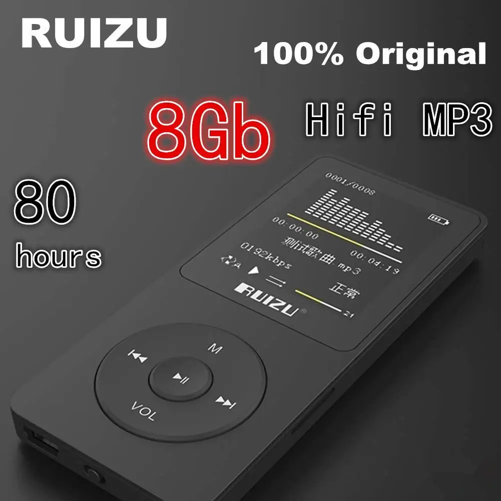 Ультратонкий 1 8 дюймовый TFT экран MP3 плеер RUIZU X02 может воспроизводить более 80 ч с fm