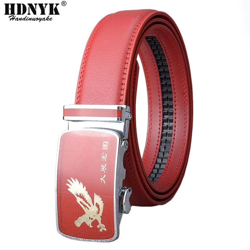 Mens Luxury Brand Belt Business Belts Fly Eagle Automatic Buckle Genuine Leather Belt Men Accessories Casual Waist Belt New