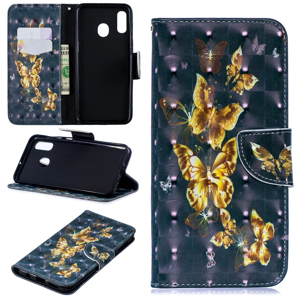 Глянцевая 3D кожаный чехол бумажник для телефона Fundas Samsung Galaxy A10 A20 A30 hoesje коробка tok