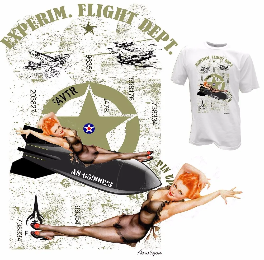 

2019 Print T-Shirt Harajuku Short Sleeve Men Top PINUP GIRL Flieger shirt Flugzeug Luftwaffe USA Herren create your Tee shirts