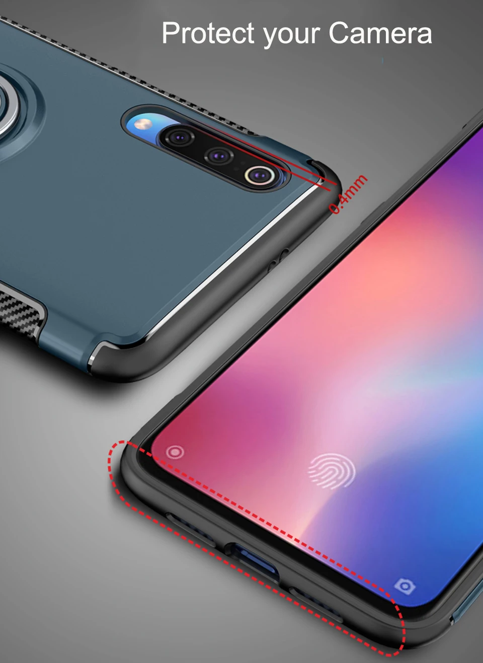 Чехол для телефона с перстнем и подставкой Xiaomi Mi 9 SE PC &amp TPU деловой