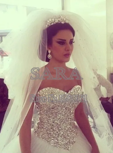 

2014 Custom Made White Sexy Corset Ball Gown Vintage Wedding Dress Sweetheart With Crystal Beaded Tulle Bridal Gown EV0068