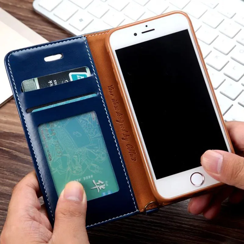 Джинсовый кожаный флип чехол для iPhone 6 6s 7 8 X XS Max XR с магнитным слотом карт кошелек
