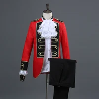 fashion european red and black border court performing mens red princes dresses mens suit two piece set coat pant red suits