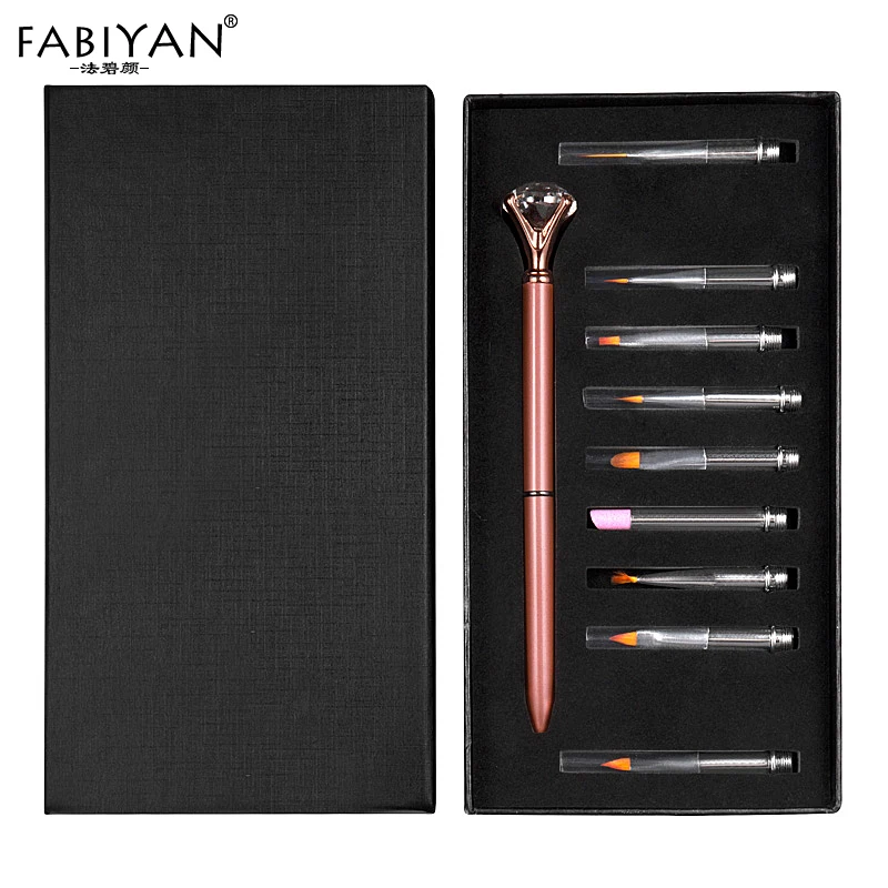 10 шт./компл. ручка для дизайна ногтей кисточки рисования металлический кристалл