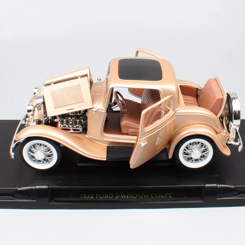 1:18 большой масштаб классический винтажный 1932 Ford 3-Window V8 DELUXE Coupe Gold Diecasts& Vehicles колеса Игрушечная модель подарки для детей