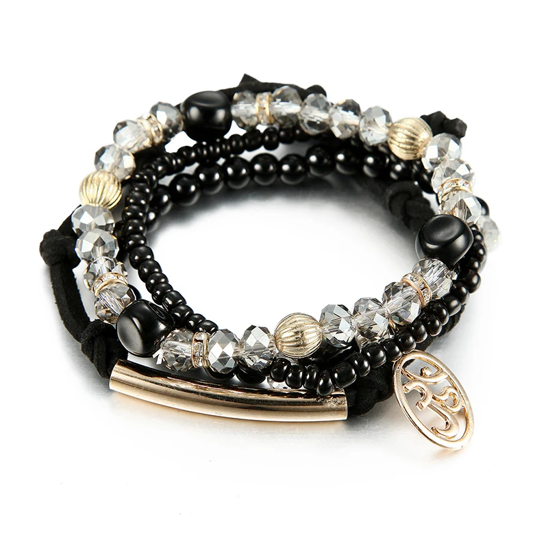 Новый кожаный браслет «Мультиколор Рис Бид Бохемская прелесть», ручная работа, много элементов, дружбы браслет тенниса, дешево, заводское качество.