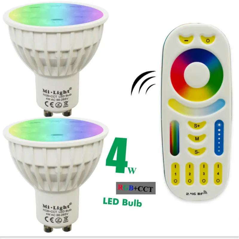 Ми свет затемнения светодиодный Светодиодная лампа 4 Вт MR16 GU10 RGB CCT (2700-6500 K) лампы