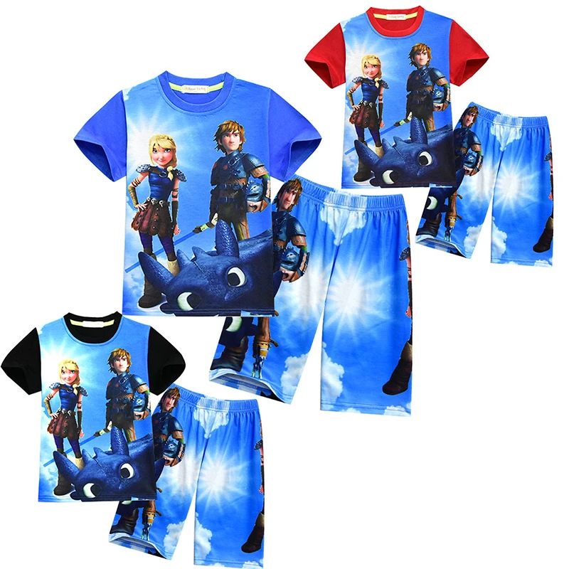 Kids Boys Clothes 2019 Animal Print Summer Cute Children's Sets How To Train Your Dragon Cartoon Casual Toddler Boy |