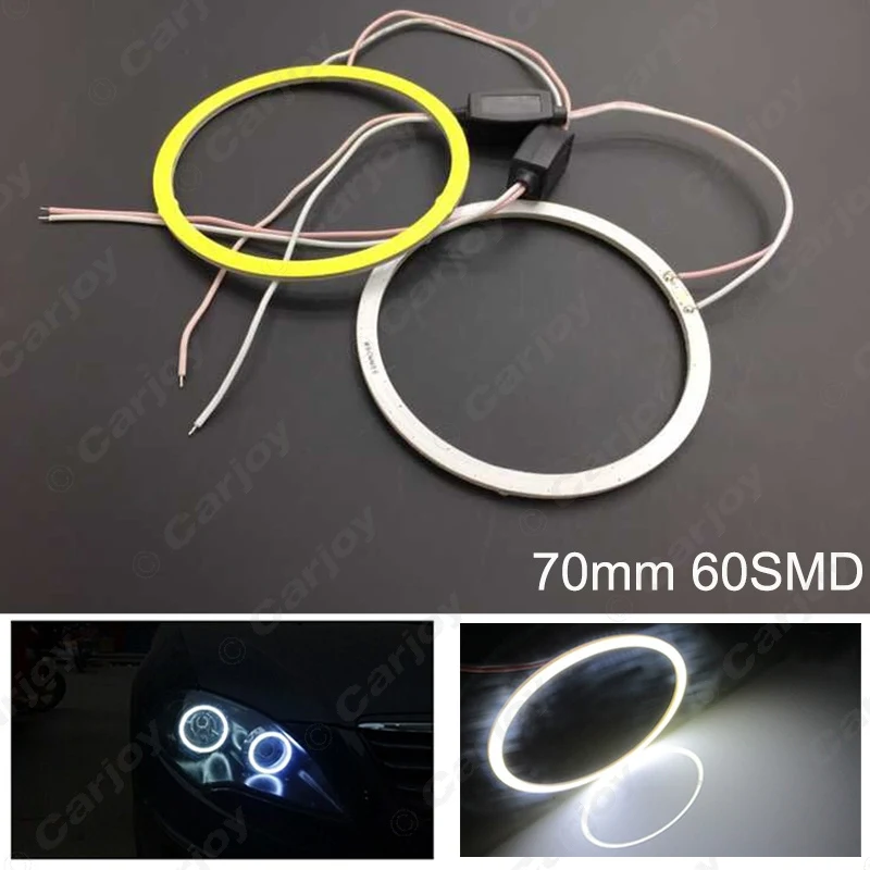 LEEWA 2 шт. белый автомобильный DRL 70 мм 60SMD светодиодный головной фонарь COB 60 Halo Ring Angel