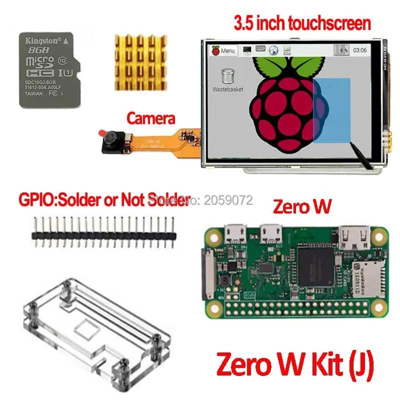 Raspberry Pi zero W Pi0 Плата 3 5 дюймовый ЖК дисплей чехол для камеры 8g sd карта сенсорный