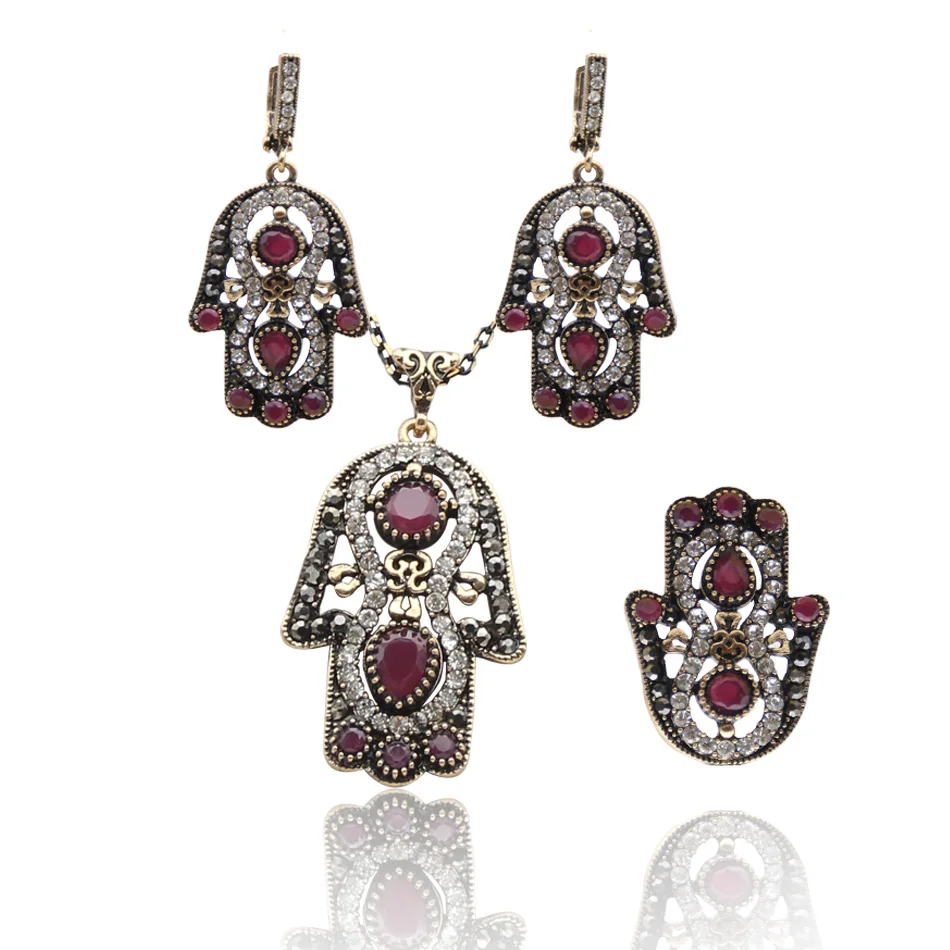 Набор ювелирных изделий SUNSPICEMS в виде арабских цветов кольца серьги ожерелье 3 шт.