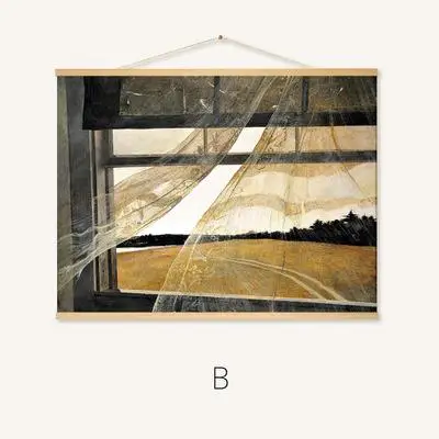 Andrew Wyeth работает висячая прокрутка живопись холст печать стены Искусство настенные картины для гостиной скандинавские украшения дома Винтаж - Цвет: B