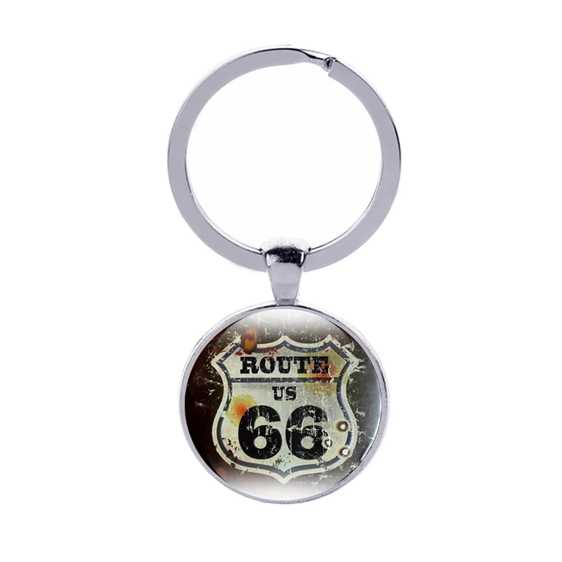 2 10 шт./партия, 18 стилей, США Route 66, брелоки, Стеклянные Кабошоны, Брелоки для ключей, сувенир для путешествий, Автомобильный ключ, подвеска, модные очаровательные ювелирные изделия - Цвет: 2