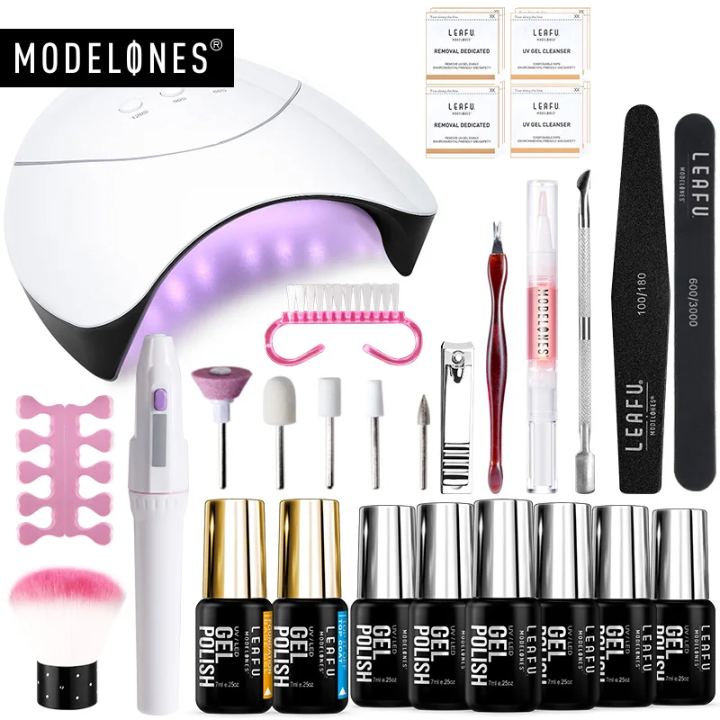 With 6 Pcs Nail Gel Modelones 36 Вт Led лампа для ногтей, инструменты для ногтей комплект электродрель гвоздь наборы для маникюра любые 6/8/10/12 Цветов! полупостоянная гель для полировки - Цвет: With 6 Pcs Nail Gel