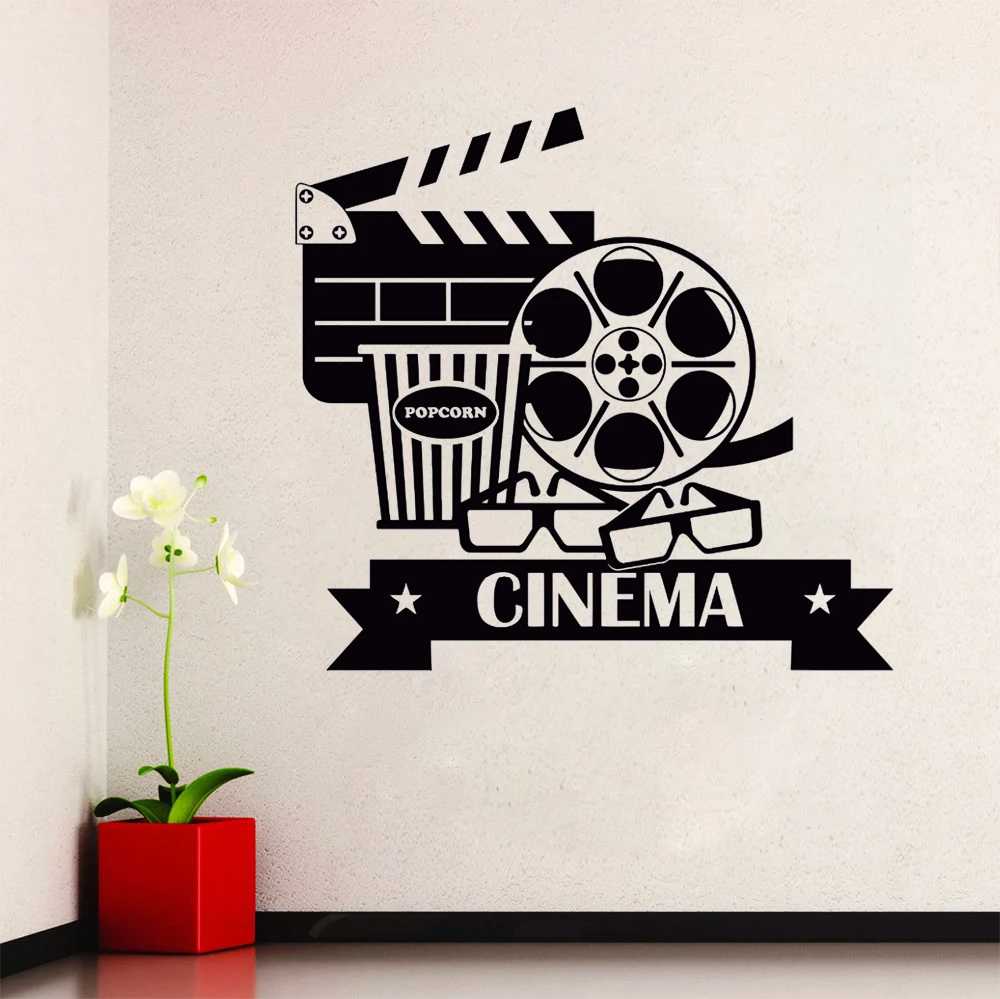 

Cinema Wall Stickers Removable Vinyl Movie House Wall Decal Popcorn Cinematography Decoration Cinema Destign Wall Poster AY789