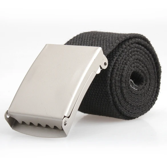 

New Fashion Men's Belt Black Webbing Military Style Canvas Belt Metal Buckle Belts Man Cinturones Hombre