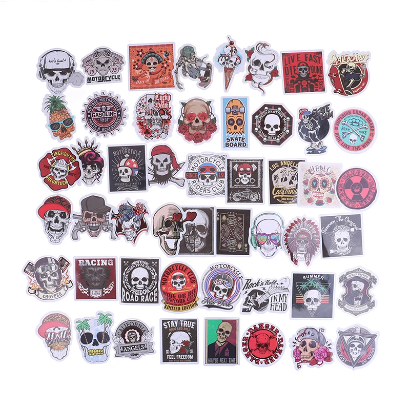 

Альбом для скрапбукинга, 50 шт., чемоданов для скейтборда, гитары, автомобиля, панк-наклейка с изображением скелета, граффити, черепа, рок, нак...