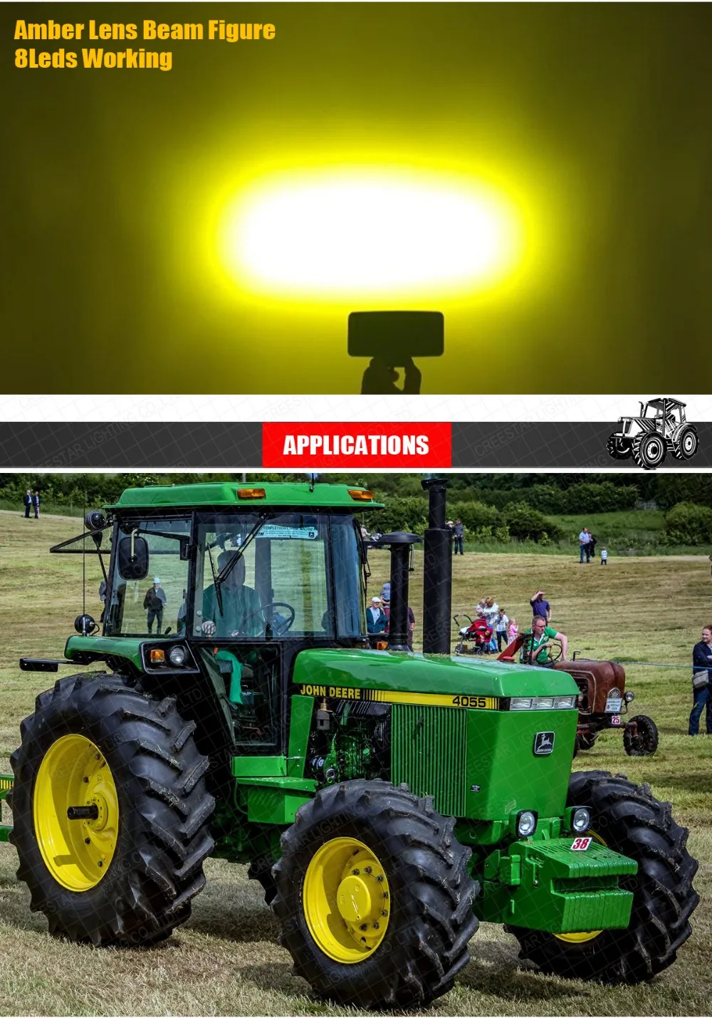 RE306510 RE161288 RE37450 JD 40-8010T светодиодный передний капот или верхний светильник кабины 5," x 2,5" Луч луча 4 светодиодный s Белый объектив x1pc