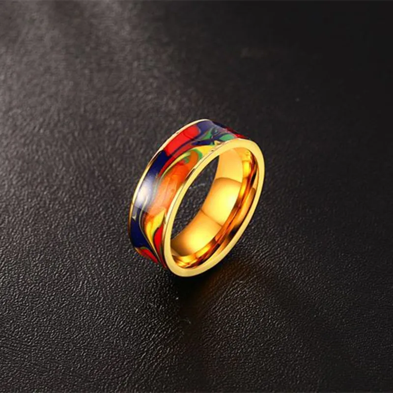 Абстрактная картина маслом кольцо 7 мм из нержавеющей стали эпоксидные мужские