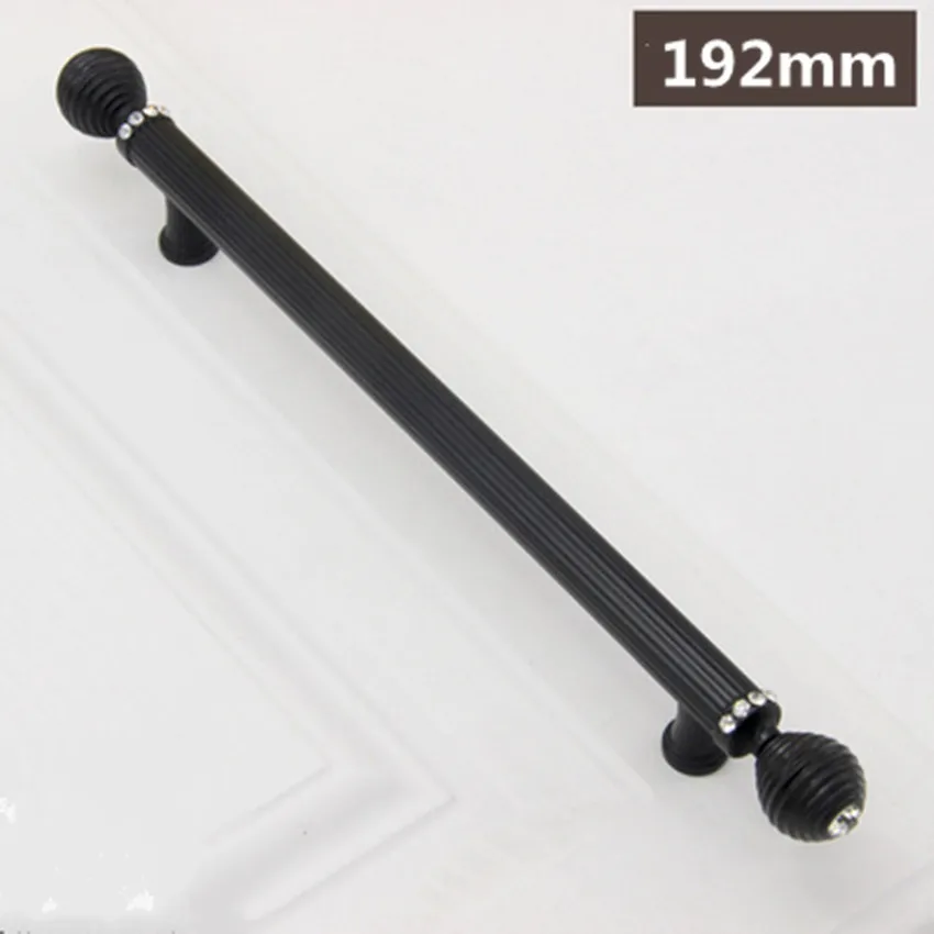 192mm black 192 мм современная мода люкс Высокое качество K9 кристалл вилла мебельные ручки серебро золото черный шкаф ручки для винного шкафа " 96 - Цвет: 192mm black