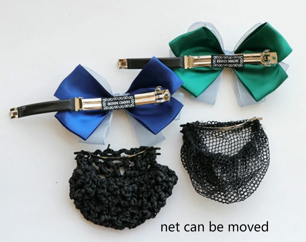Модный женский бант-галстук с камнями и цветами на зажиме для волос в форме сетки для длинных волос.