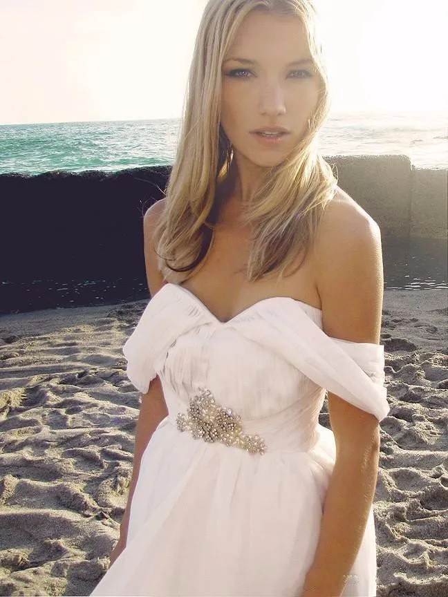 Летом Стиль Спинки Пляж Свадебные Платья Измельчитель Элегантный Boho Линия