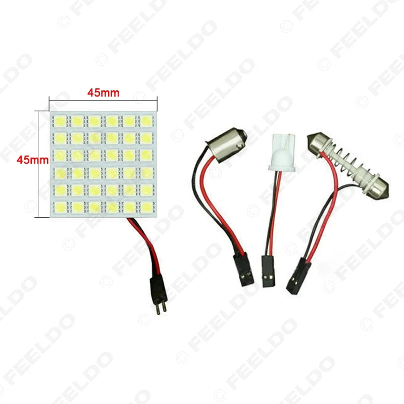 FEELDO 1 шт. белый автомобиль 36SMD 5050 LED свет с T10/BA9S/переходник для фестона Купол лампы