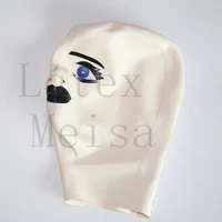 cartoon design latex mask bdsm open nostrils with back zip for women