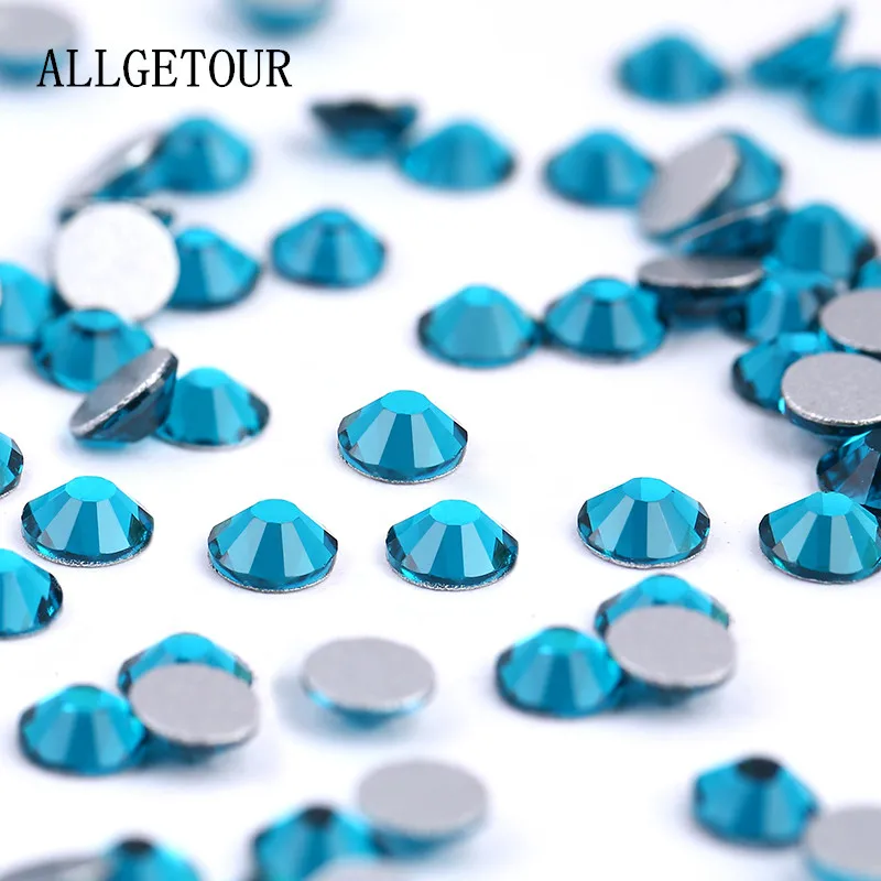 Allgetour ss3-ss30 голубой циркон блестящие хрустальные стразы аппликация Flatback Номера