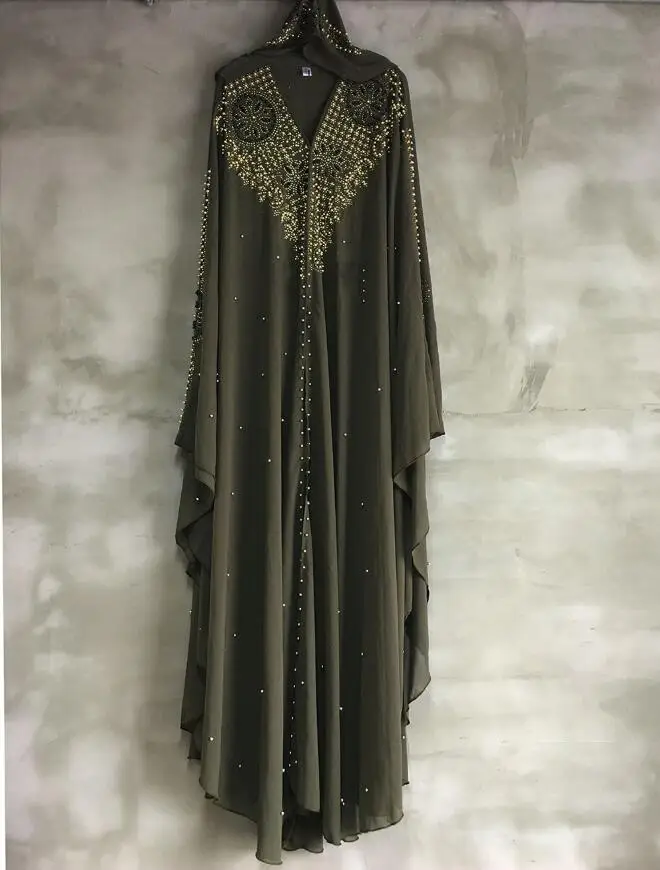 Green sling2PCS Супер размер, стиль, африканская Женская Дашики, модная, с бусинами, удлиненная накидка с капюшоном, длинное платье, африканская одежда - Цвет: Green sling2PCS