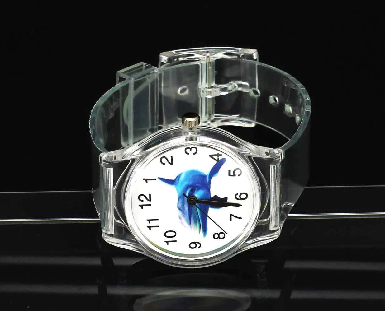 Детские Кварцевые часы с рисунком голубого дельфина из мультфильма спортивные