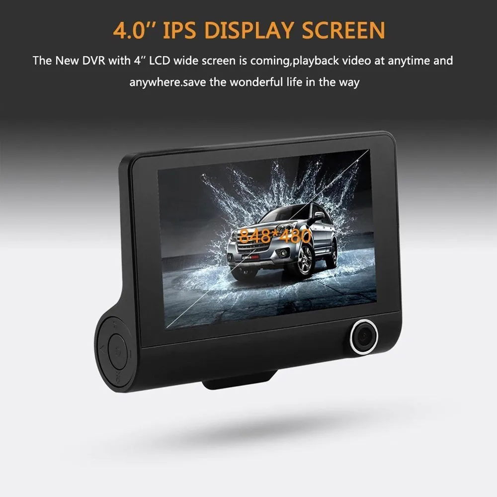 Новинка 4 ''HD 1080P 3 объектива Автомобильный видеорегистратор Камера заднего