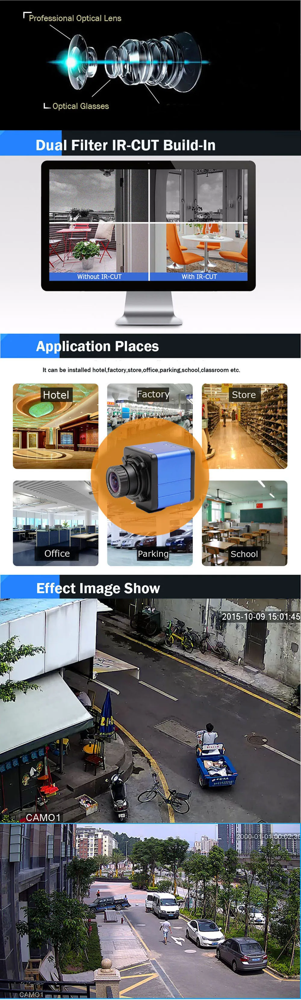 Vanxse CCTV 2,8 мм широкоугольный объектив 1/3 SONY Effio CCD 1000TVL/960H Box CCTV камера видеонаблюдения