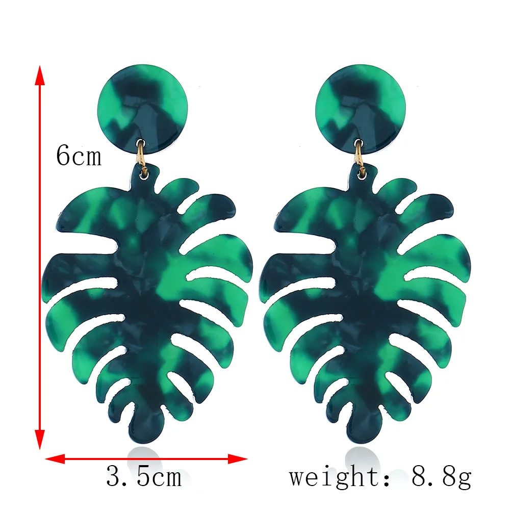 Женские акриловые серьги капельки зеленого цвета в пляжном стиле классические