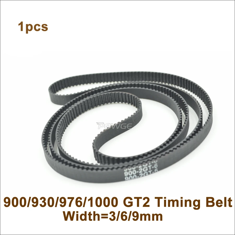 Ремень ГРМ POWGE 900/930/950/976/1000 2GT с 6/9 мм зубцами 450/465/475/488/500 GT2 резиновый синхронный