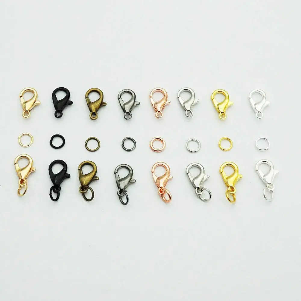 

50Pcs/lot Lobster Clasp Hook or 100-300Pcs Open Circle Jump Rings open single loop for DIY Necklace Bracelet Jewelry Making