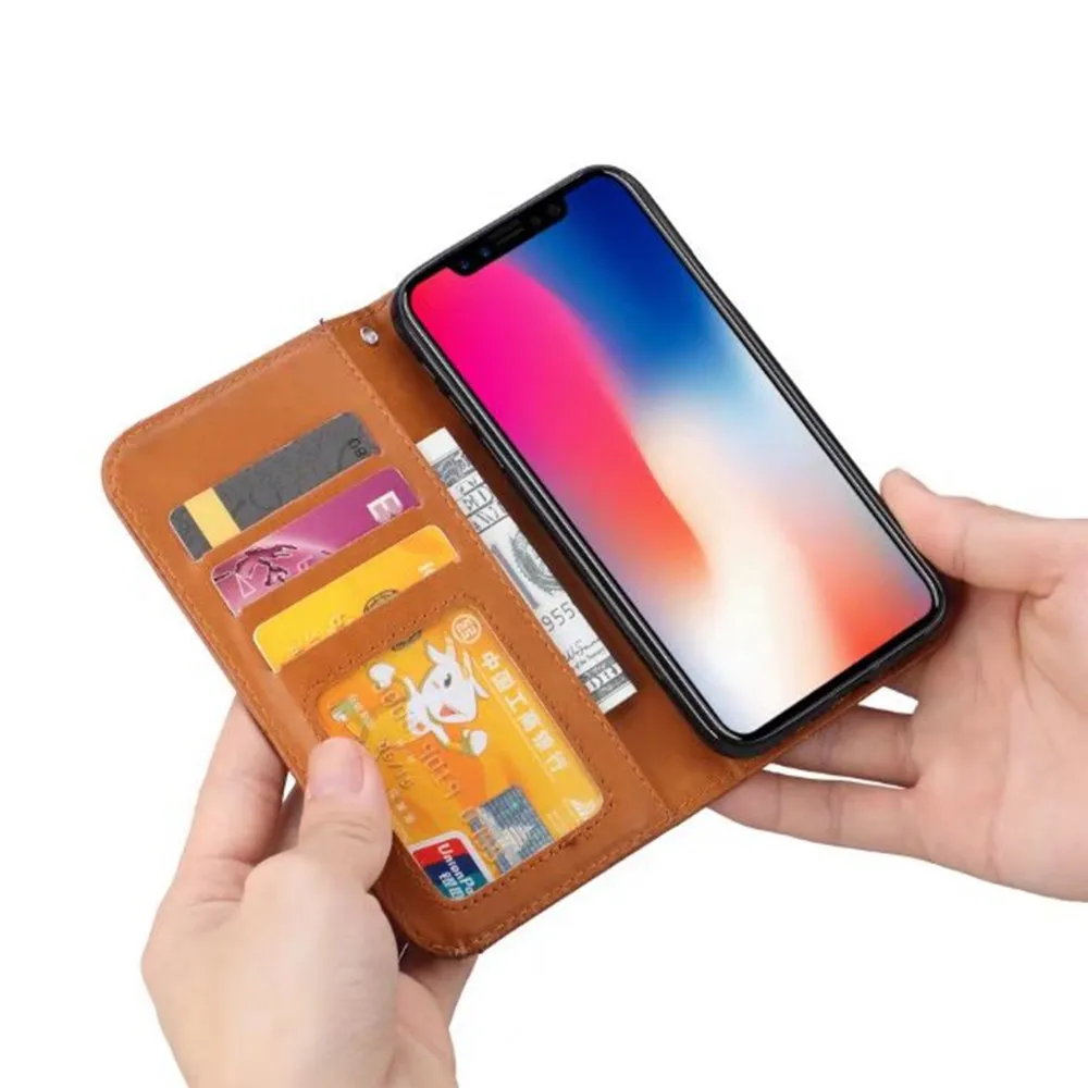 Retro PU Leather Coque For iphone 6 6S 7 8 Plus Case Wallet Flip Cover X XR XS MAX Cases Card Slots Holder Capa Shell |