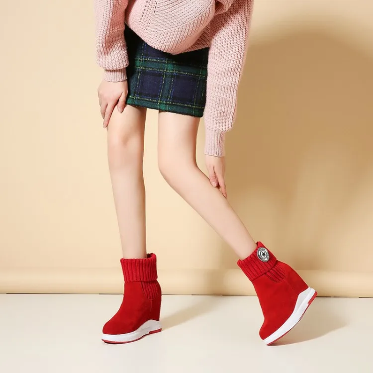 MLJUESE/женские сапоги до середины икры из коровьей замши с вязаным буквенным