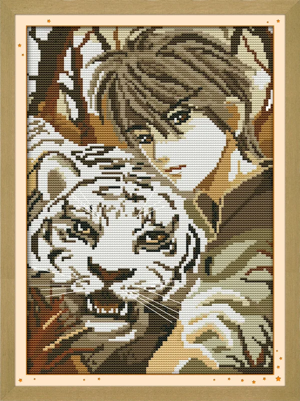 Красавчик и тигр животные картины Счетный Печать на холсте DMC 14CT 11CT китайские